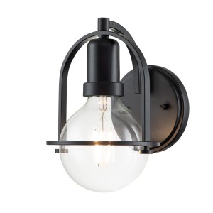 Lampa ścienna kinkiet Somerset QN-SOMERSET1-C-BK Quintiesse 1xE27 60W Stal, Szkło z bąbelkami powietrza Czarne