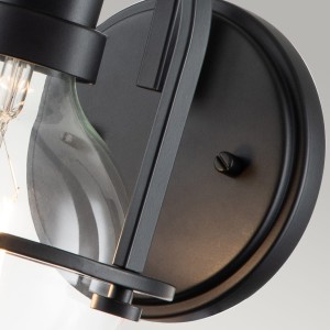 Lampa ścienna kinkiet Somerset Elstead Lighting 1xE27 60W czarna stal, szkło z bąbelkami powietrza.
