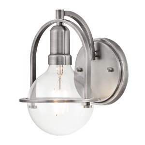 Lampa ścienna kinkiet Somerset QN-SOMERSET1-C-BN Quintiesse 1xE27 60W Stal, Szkło z bąbelkami powietrza Szczotkowany nikiel