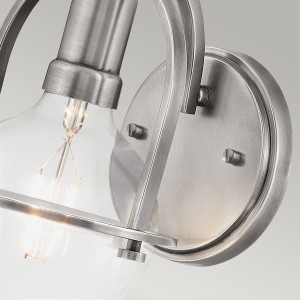 Lampa ścienna kinkiet Somerset Elstead Lighting, szczotkowany nikiel, szkło z bąbelkami powietrza.