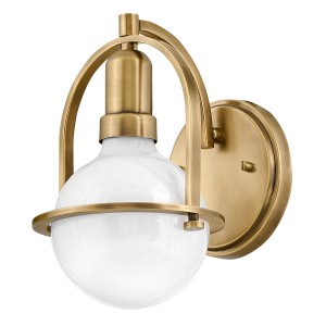 Lampa ścienna kinkiet Somerset Elstead Lighting 1xE27 60W Stal, Szkło opalowe Stary mosiądz