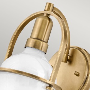 Lampa ścienna kinkiet Somerset Elstead Lighting opalowe szkło i stary mosiądz.