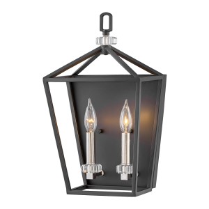 Lampa ścienna kinkiet Stinson QN-STINSON2-BK Quintiesse 2xE14 60W Stal, Kryształ Czarne/ Polerowany nikiel