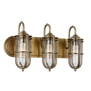 Lampa ścienna kinkiet Urban Restoration Elstead Lighting 3xE27 60W stal, szkło ciemny stary mosiądz.