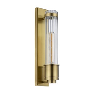 Lampa ścienna kinkiet Wellington Elstead Lighting stal szkło żebrowane stary mosiądz.