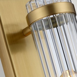Lampa ścienna kinkiet Wellington Elstead Lighting 1xE27 60W Stal, Szkło żebrowane Stary mosiądz