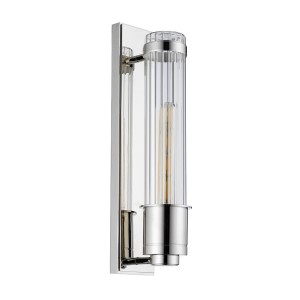 Lampa ścienna kinkiet Wellington Elstead Lighting, stal i szkło żebrowane, polerowany chrom.