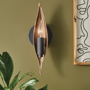 Lampa ścienna kinkiet Willow Elstead Lighting 1xE14 40W stal złota i karbowana czerń.