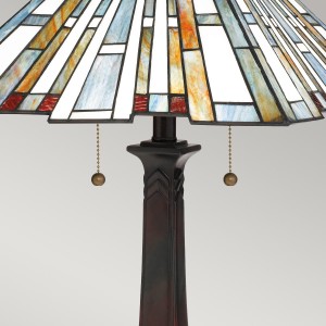 Lampa stołowa Maybeck Elstead Lighting z abażurem z kolorowego szkła, ciemny brąz.