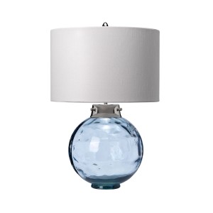 Lampa stołowa Kara DL-KARA-TL-BLUE Elstead Lighting 1xE27 60 W Stal|Szkło|Sztuczny jedwab  Polerowany nikiel i niebieskie szkło