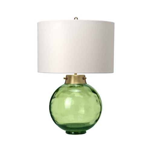 Lampa stołowa Kara DL-KARA-TL-GREEN Elstead Lighting 1xE27 60 W Stal|Szkło|Sztuczny jedwab  Stary mosiądz i ciemnozielone szkło