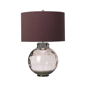 Lampa stołowa Kara DL-KARA-TL-SMOKE Elstead Lighting 1xE27 60 W Stal|Szkło|Sztuczny jedwab  Polerowany nikiel i przydymione szkło