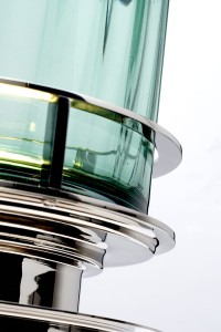 Lampa stołowa Arno Elstead Lighting 1xGX53 9W Stal, Szkło pryzmatyczne Polerowany nikiel z zielonym kloszem.