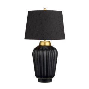 Lampa stołowa Bexley Elstead Lighting czarna z mosiężnymi elementami.