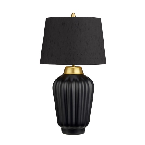 Lampa stołowa Bexley QN-BEXLEY-TL-BKBB Quintiesse 1xE27 60W Ceramika, Stal, Sztuczny jedwab Czarne/ Szczotkowany mosiądz