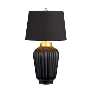 Lampa stołowa Bexley Elstead Lighting czarna z mosiężnymi akcentami.