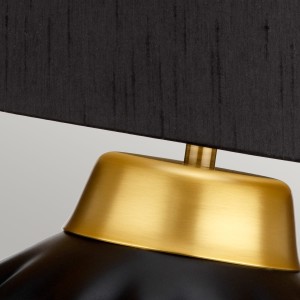 Lampa stołowa Bexley Elstead Lighting, czarna ceramika i szczotkowany mosiądz.