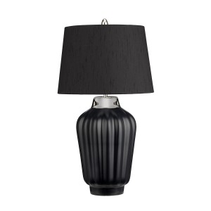 Lampa stołowa Bexley QN-BEXLEY-TL-BKPN Quintiesse 1xE27 60W Ceramika, Stal, Sztuczny jedwab Czarne/ Polerowany nikiel
