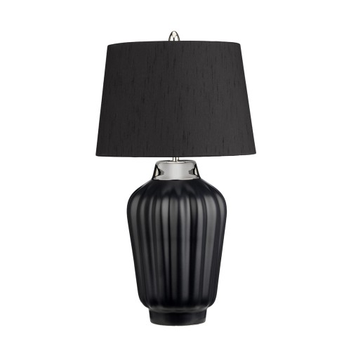 Lampa stołowa Bexley QN-BEXLEY-TL-BKPN Quintiesse 1xE27 60W Ceramika, Stal, Sztuczny jedwab Czarne/ Polerowany nikiel