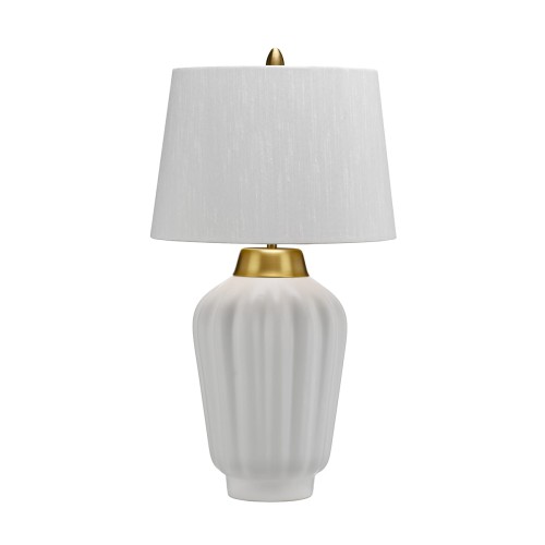 Lampa stołowa Bexley QN-BEXLEY-TL-WBB Quintiesse 1xE27 60W Ceramika, Stal, Sztuczny jedwab Białe/ Szczotkowany mosiądz