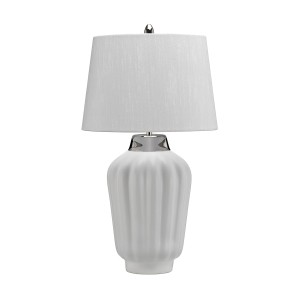 Lampa stołowa Bexley QN-BEXLEY-TL-WPN Quintiesse 1xE27 60W Ceramika, Stal, Sztuczny jedwab Białe/ Polerowany nikiel