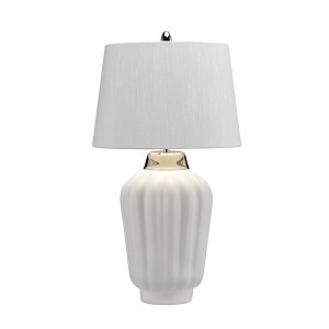 Lampa stołowa Bexley Elstead Lighting biało-niklowana z ceramiczną podstawą