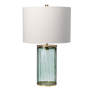 Lampa stołowa Reno QN-RENO-GREEN-AB Quintiesse 1xE27 60W Stal, Szkło pryzmatyczne, Sztuczny jedwab Stary mosiądz