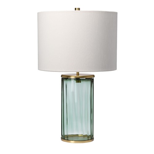 Lampa stołowa Reno QN-RENO-GREEN-AB Quintiesse 1xE27 60W Stal, Szkło pryzmatyczne, Sztuczny jedwab Stary mosiądz