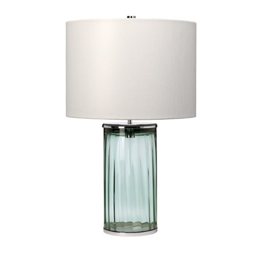 Lampa stołowa Reno QN-RENO-GREEN-PN Quintiesse 1xE27 60W Stal, Szkło pryzmatyczne, Sztuczny jedwab Polerowany nikiel
