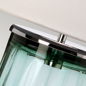 Lampa stołowa Reno Elstead Lighting 1xE27 60W stal, szkło pryzmatyczne, sztuczny jedwab polerowany nikiel
