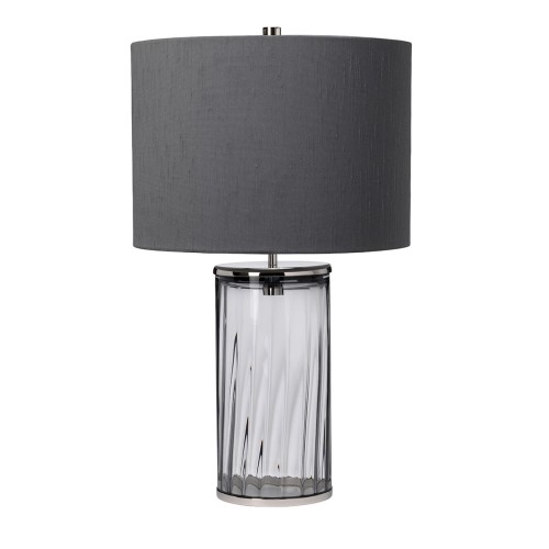 Lampa stołowa Reno QN-RENO-SMOKE-PN Quintiesse 1xE27 60W Stal, Szkło pryzmatyczne, Sztuczny jedwab Polerowany nikiel