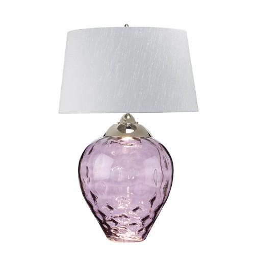 Lampa stołowa Samara QN-SAMARA-TL-LRG-PLM Quintiesse 1xE27 60W Stal, Szkło, Sztuczny jedwab Polerowany nikiel