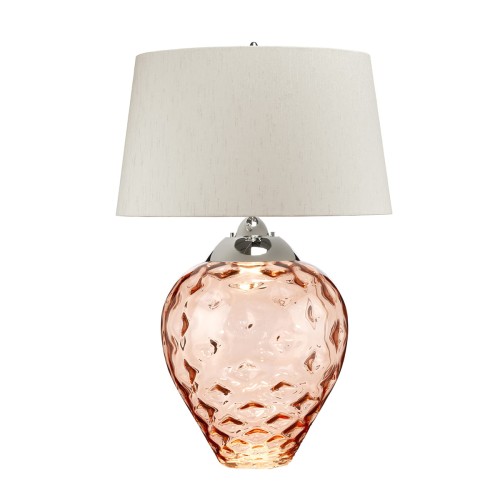 Lampa stołowa Samara QN-SAMARA-TL-LRG-SLM Quintiesse 1xE27 60W Stal, Szkło, Sztuczny jedwab Polerowany nikiel