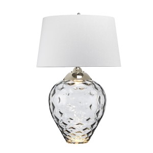Lampa stołowa Samara Elstead Lighting z polerowanego niklu, szkło, sztuczny jedwab, 1xE27 60W.