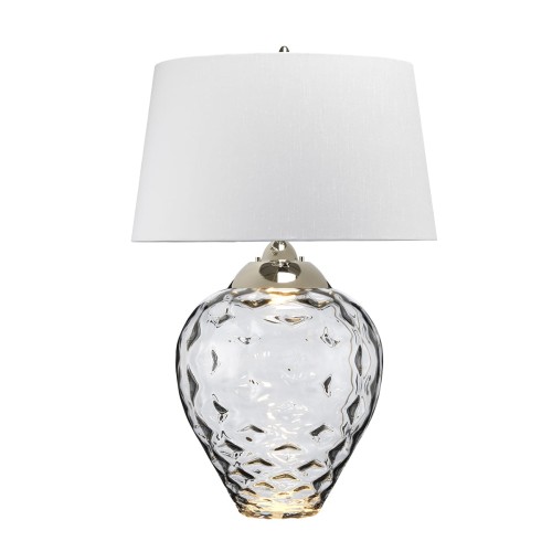 Lampa stołowa Samara QN-SAMARA-TL-LRG-SMK Quintiesse 1xE27 60W Stal, Szkło, Sztuczny jedwab Polerowany nikiel