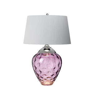 Lampa stołowa Samara Elstead Lighting z polerowanego niklu i różowego szkła