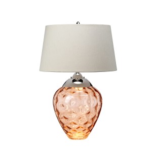 Lampa stołowa Samara Elstead Lighting z pomarańczowym szklanym kloszem i kremowym abażurem