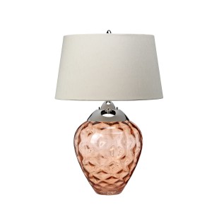 Lampa stołowa Samara Elstead Lighting 1xE27 60W polerowany nikiel, szkło i sztuczny jedwab