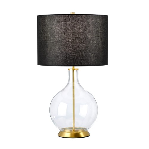 Lampa stołowa  Orb ORB-CLEAR-AB-BLK Elstead Lighting 1xE27  60 W Szkło, Stal, Sztuczny len Stary mosiądz