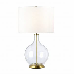 Lampa stołowa  Orb ORB-CLEAR-AB-WHT Elstead Lighting 1xE27  60 W Szkło, Stal, Sztuczny len Stary mosiądz