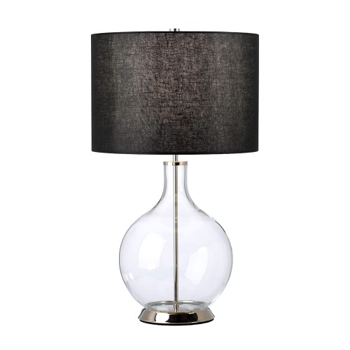 Lampa stołowa  Orb ORB-CLEAR-PN-BLK Elstead Lighting 1xE27  60 W Szkło, Stal, Sztuczny len Polerowany nikiel