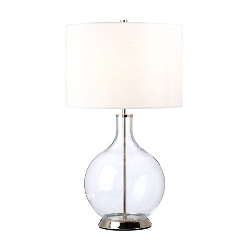 Lampa stołowa  Orb ORB-CLEAR-PN-WHT Elstead Lighting 1xE27  60 W Szkło, Stal, Sztuczny len Polerowany nikiel