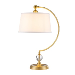 Lampa stołowa Jenkins Elstead Lighting 1xE27 60 W Stal Szkło Len Szczotkowany mosiądz.