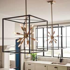 Lampa wisząca Aros Elstead Lighting 12xE14 w kuchni.