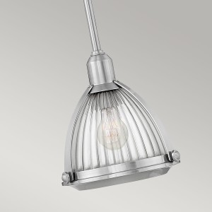 Lampa wisząca Elroy Elstead Lighting z żarówką E27 60W, stalowe i szczotkowane niklowane wykończenie, żebrowane szkło.