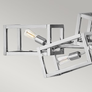 Lampa wisząca Ensemble Elstead Lighting 6xE27 60W Stal Polerowany nikiel z prostokątnymi ramkami i żarówkami.