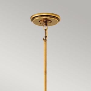 Lampa wisząca Fletcher Elstead Lighting, detal mocowania w starym cynku.