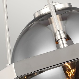Lampa wisząca Harper Elstead Lighting 1xE14 60W Stal, Szkło dymne, Polerowany nikiel z bliska
