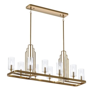 Lampa wisząca/żyrandol Kimrose Elstead Lighting 10xE14 40W stal mosiądz szkło żebrowane.