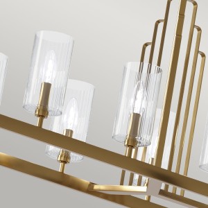 Lampa wisząca Kimrose Elstead Lighting 10xE14 40W ze szkła żebrowanego i szczotkowanego mosiądzu